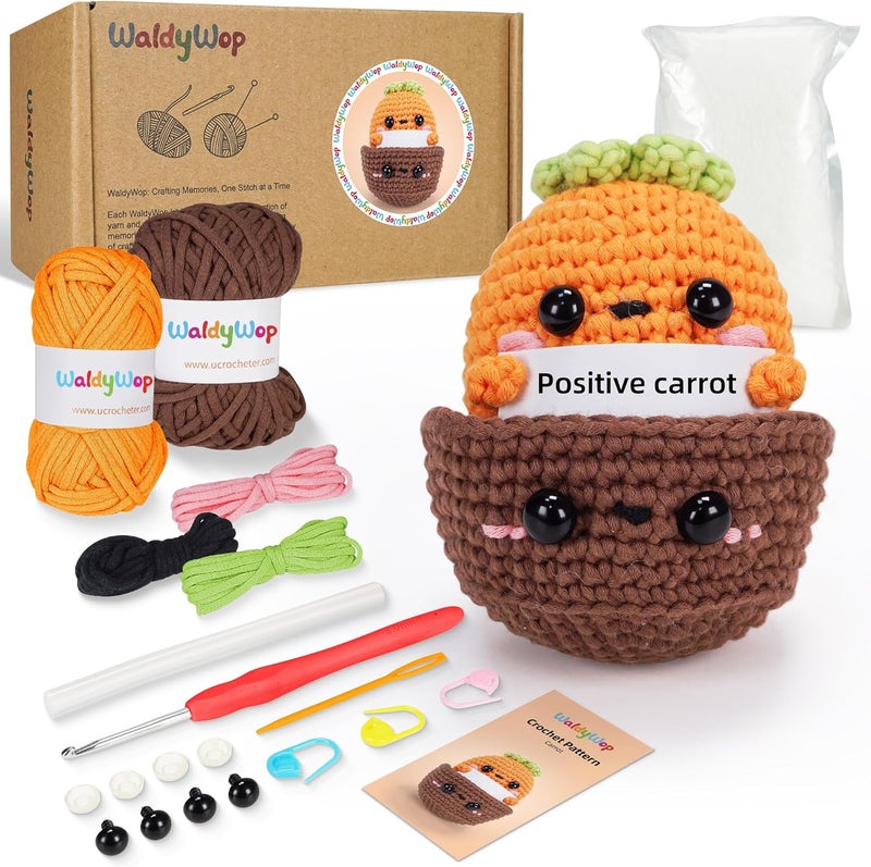 WaldyWop Beginner Crochet Kit for Kids: Wobbles Crocheting Starter Kits for Girls - Learn to Crochet Set w/Step-by-Step Video - Complete Knitting Kit, Easy Crochet Yarn, Birthday Gifts for Women - Image 1